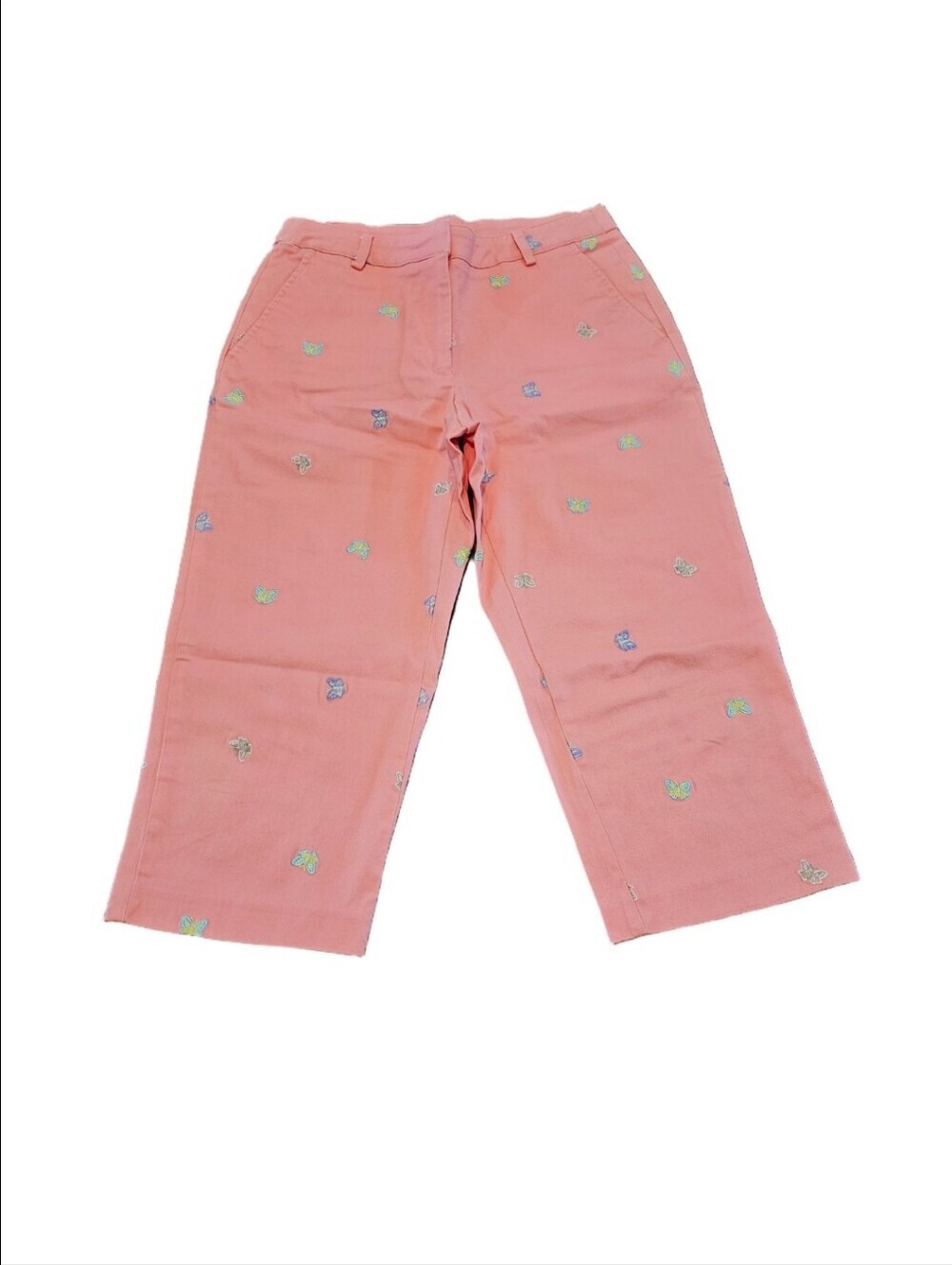CLASSIC ELEMENTS PETITES CORAL CAPRIS EMBROIDERED BUTTERFLIES SIZE  4P